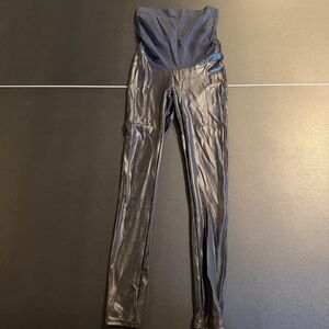 Spanx Mama Faux Leather Maternity Leggings Black Size Medium M Shine Shaping